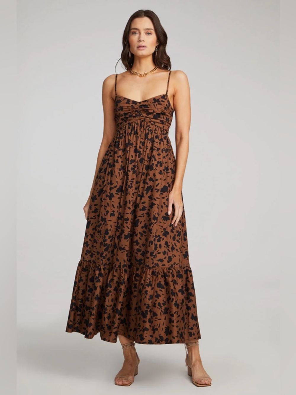 Saltwater Luxe Women’s Brown & Black Flora Maxi Dress - Picture 2 of 11